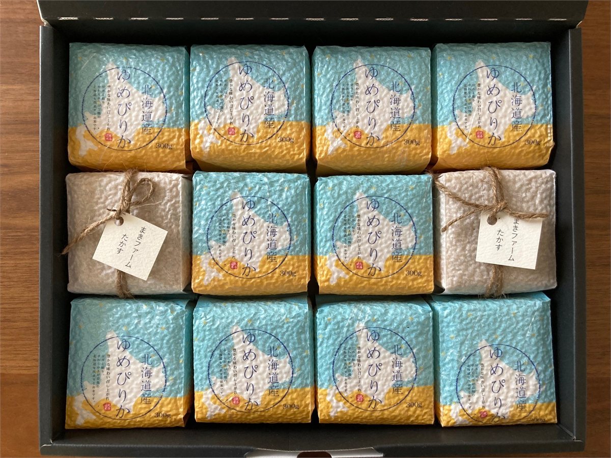 箱に並べた2合パック12個のセット